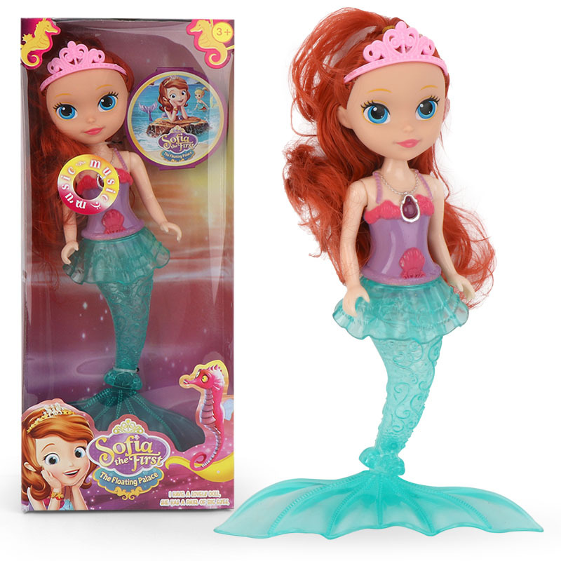 新款真眼美人鱼娃娃带音乐 过家家公主娃娃声光 女孩礼品摆件|ru