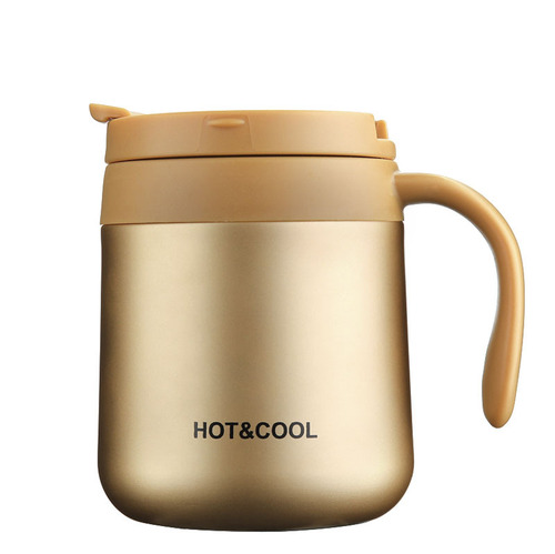 Office thermal cup for men and women, stainless steel coffee mug, portable couple tea cup for home use with handle