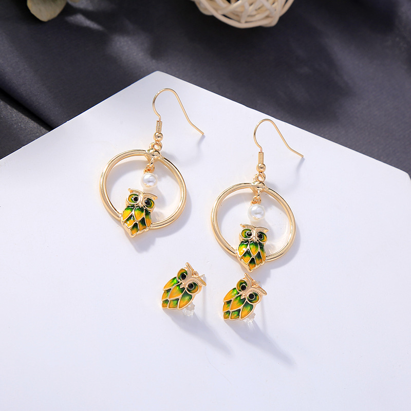 Long Geometric Hollow Earrings Female Personality Small Owl Earrings display picture 3