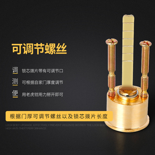 Locking stainless steel security door lock with all-copper cylinder and latch—universal mechanical door lock, ideal for home use and exterior installations.