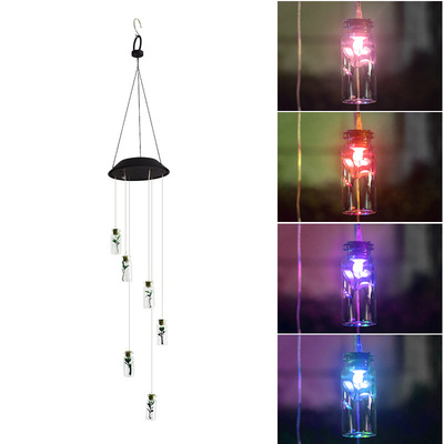 amazon跨境太阳能风铃灯许愿瓶太阳能挂灯LED灯变色太阳能花园灯