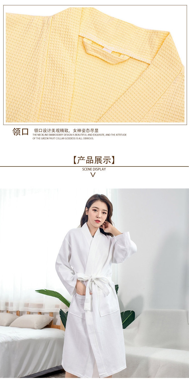 纯棉华夫格浴袍 春夏薄款酒店男女浴衣吸水美容院用浴袍 全棉浴袍 阿里巴巴 