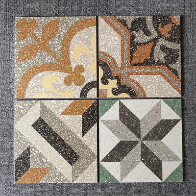 灰色拼花水磨石瓷砖 民宿卫生间250x250防滑地砖过道几何花砖批发