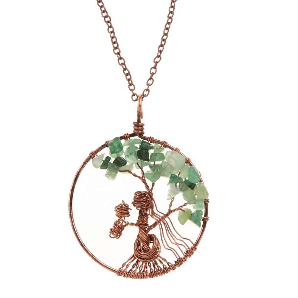 Fashion Tree Alloy Plating Natural Stone Pendant Necklace 1 Piece