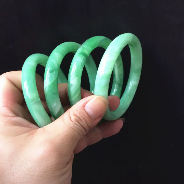 Jade‑Style Bangle Bracelet, 60 mm Inner Diameter, 11 mm Width, Mixed Colors