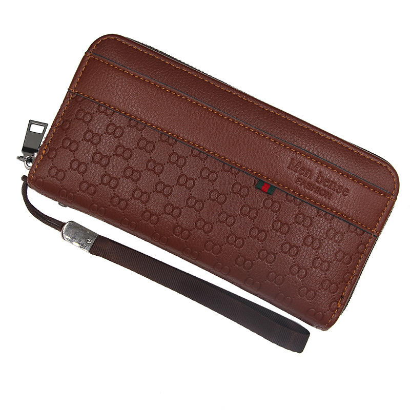 Nuevos hombres de la moda embrague largo gran capacidad negocios cremallera cartera pequeño bolso suministro directo fábrica