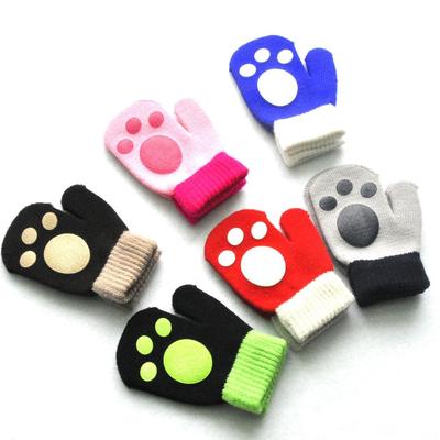 new pattern 1-4 children winter keep warm glove kindergarten student Footprints offset printing Baozai gloves