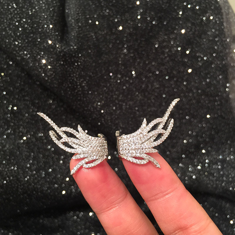 Earring Creative Curve Design Wings Ear Buckle Temperament Earrings Micro Inlay display picture 7