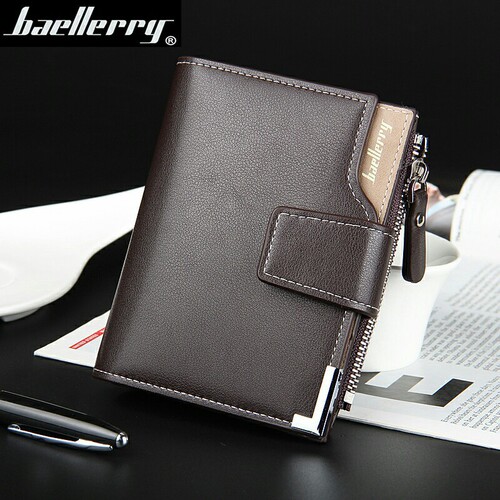 baellerry men's short wallet European and American business multifunctional zipper wallet three-fold vertical wallet wholesale