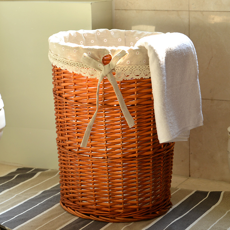 Cesta de almacenamiento redonda de ratán cesta de lavandería doméstica cesta de lavandería cesta de almacenamiento de juguete tejida con tapa cesta de almacenamiento de ropa
