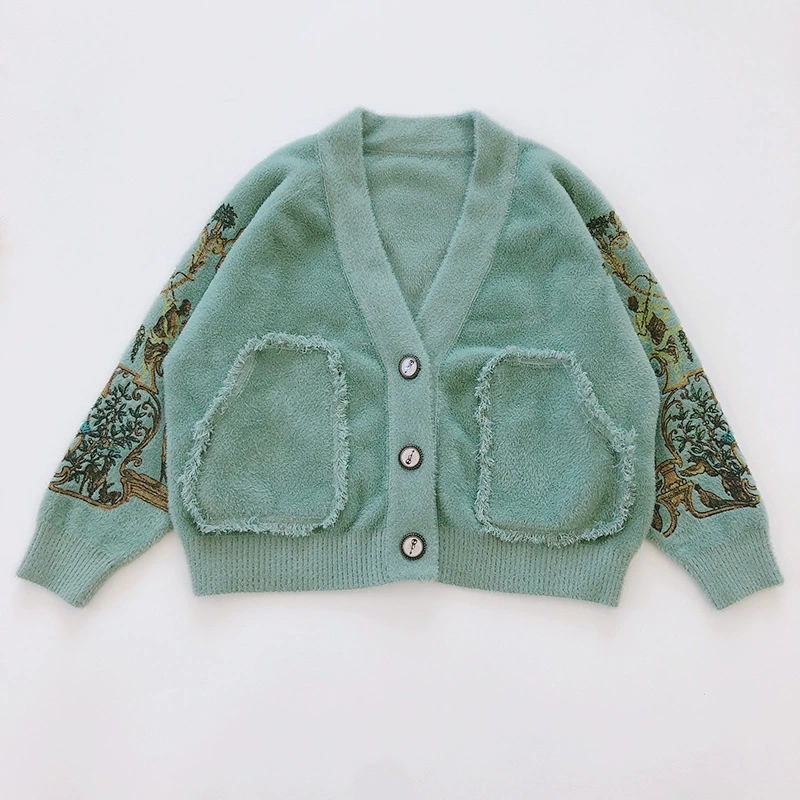 Factory Outlet 19 Новый скандинавский новый подсвечник с принтом Толстая куртка из меха норки имитация бархатного свитера Кардиган женский