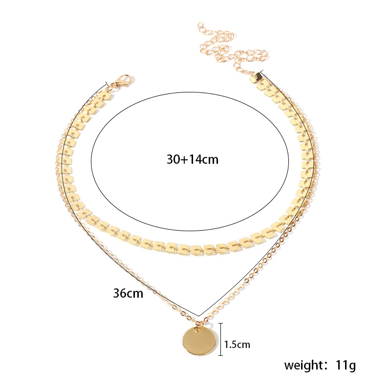 New Fashion Sequins Double Retro Exaggerated Clavicle Chain Necklace For Women display picture 1