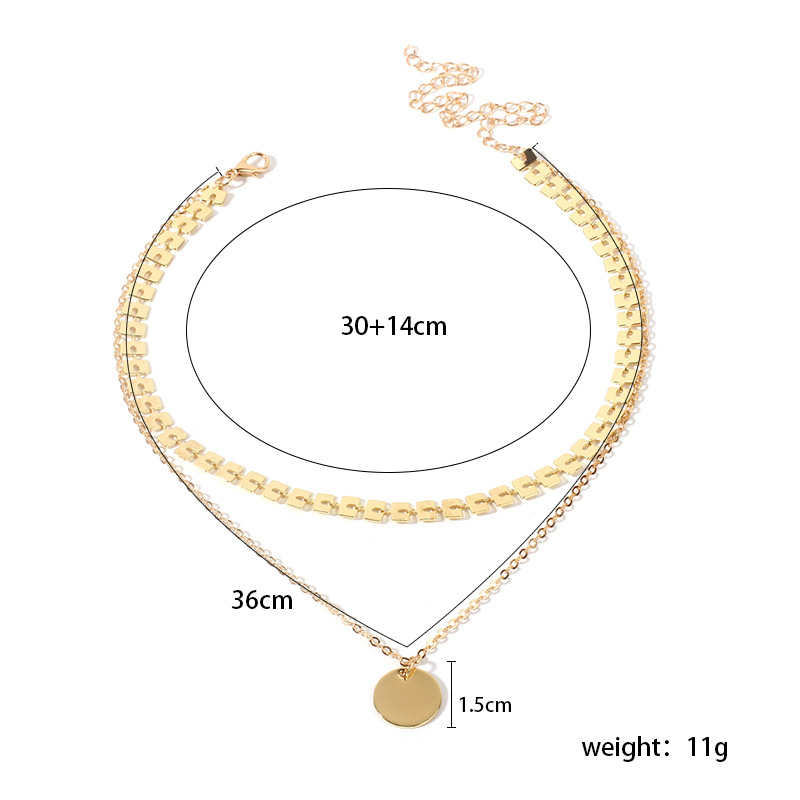 10g Weight Necklace Classification Wedding, Travel Occasion Alloy Material New Fashion Sequins Double Retro Exaggerated Clavicle Chain Necklace For Women