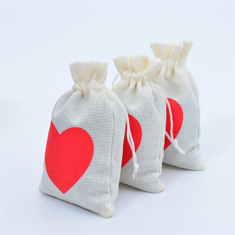 Fashion Heart Shape Imitation Linen Daily Gift Bags 1 Piece display picture 3