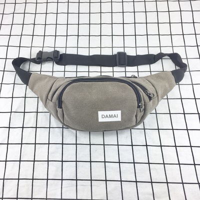 现货2019夏季新款户外时尚女士腰包纯色帆布印花胸包斜挎包男腰包