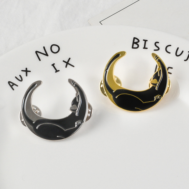 Cartoon Style Moon Cat Alloy Enamel Women's Brooches display picture 5