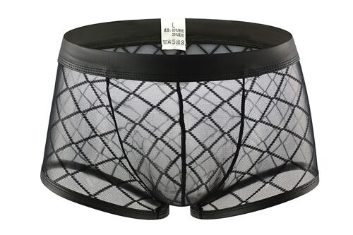DIANCHEN men's underwear boxer briefs sexy U convex mesh rhombus men's underwear trendy men