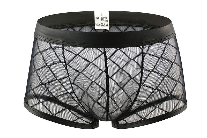 DIANCHEN Men's Underwear Boxers Sexy U Convex Mesh Rhombus Men's Underwear Trendy Men