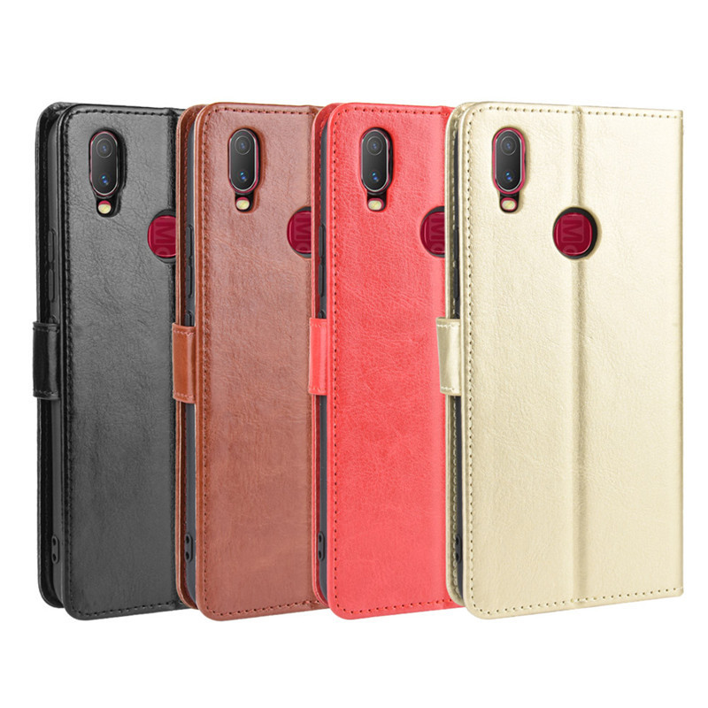 For vivo Y11 2019 Phone Case Y11 Flip Protective Case vivo Y11 Crazy Horse Pattern Leather Case Lanyard Card