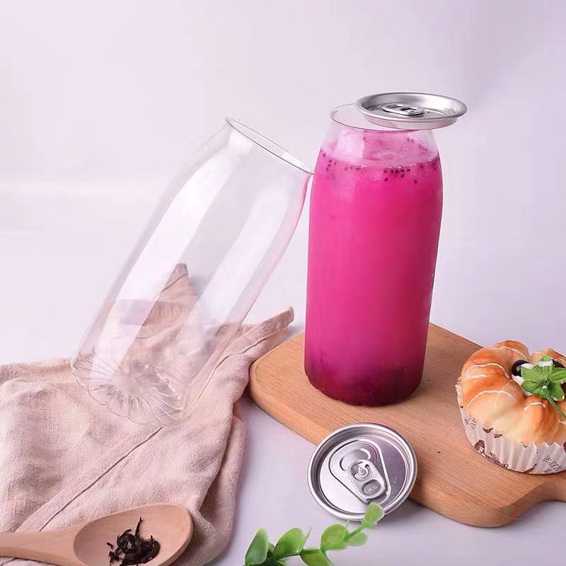 650ml一次性易拉罐封口饮料瓶 透明pet网红奶茶果汁塑料瓶