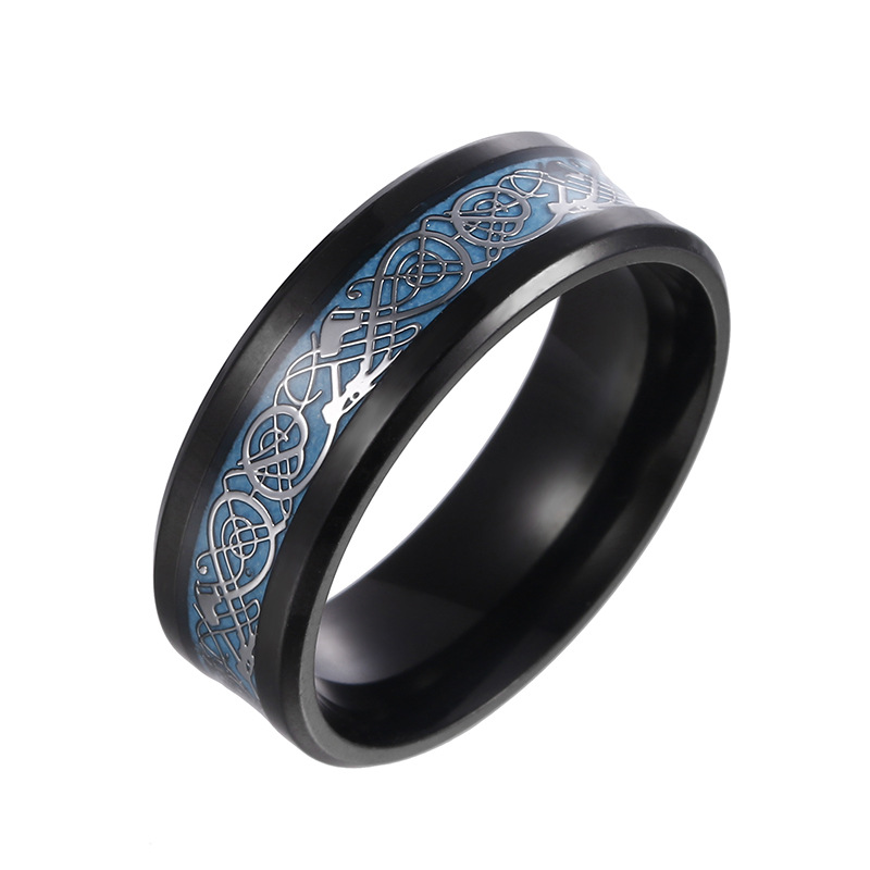 Fashion Luminous Colors Stainless Steel Dragon Pattern Ring display picture 3
