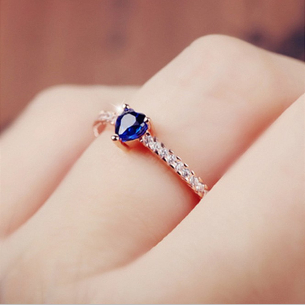 1 Piece Simple Style Heart Shape Alloy Plating Inlay Artificial Gemstones Women's Rings display picture 3