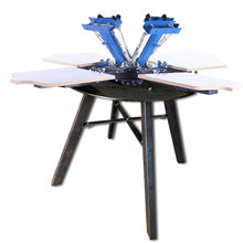 4色4位带支架手动网版印刷机丝网印袋机旋转丝网印刷台平面丝印机