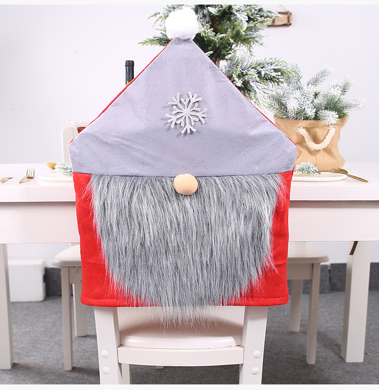 New Red And Gray Chair Cover Christmas Decoration Stool Stool Cover For The Elderly Chair Cover Wholesale display picture 3
