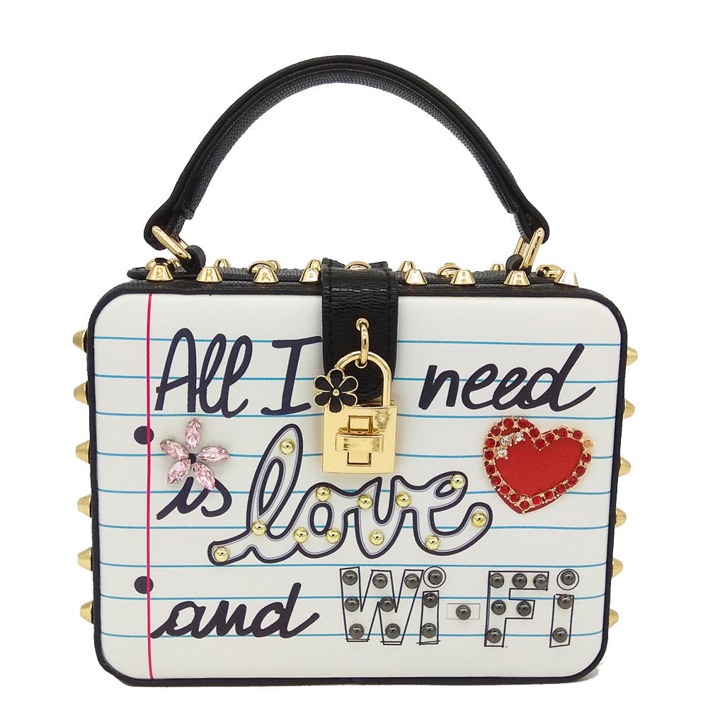 New Fashion English Letter Printed Box Bag Handbag Diagonal Cross Bag Small Square Bag display picture 1