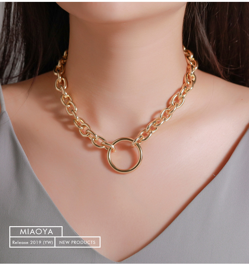 Creative Minimalist Circle Neck Choker Personality Exaggerated Punk Metal Necklace Wholesales Fashion display picture 2
