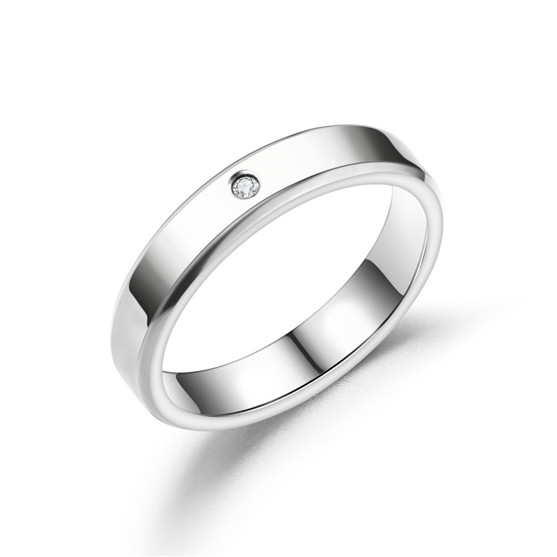 New Titanium Steel Double Beveled High-grade Diamond Ring Couple Ring display picture 3