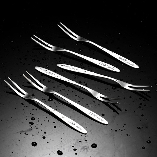 Kitchen Lady 304 Stainless Steel Fruit Fork Set Creative Fruit Fork Cake Fruit Fork Storage Jar