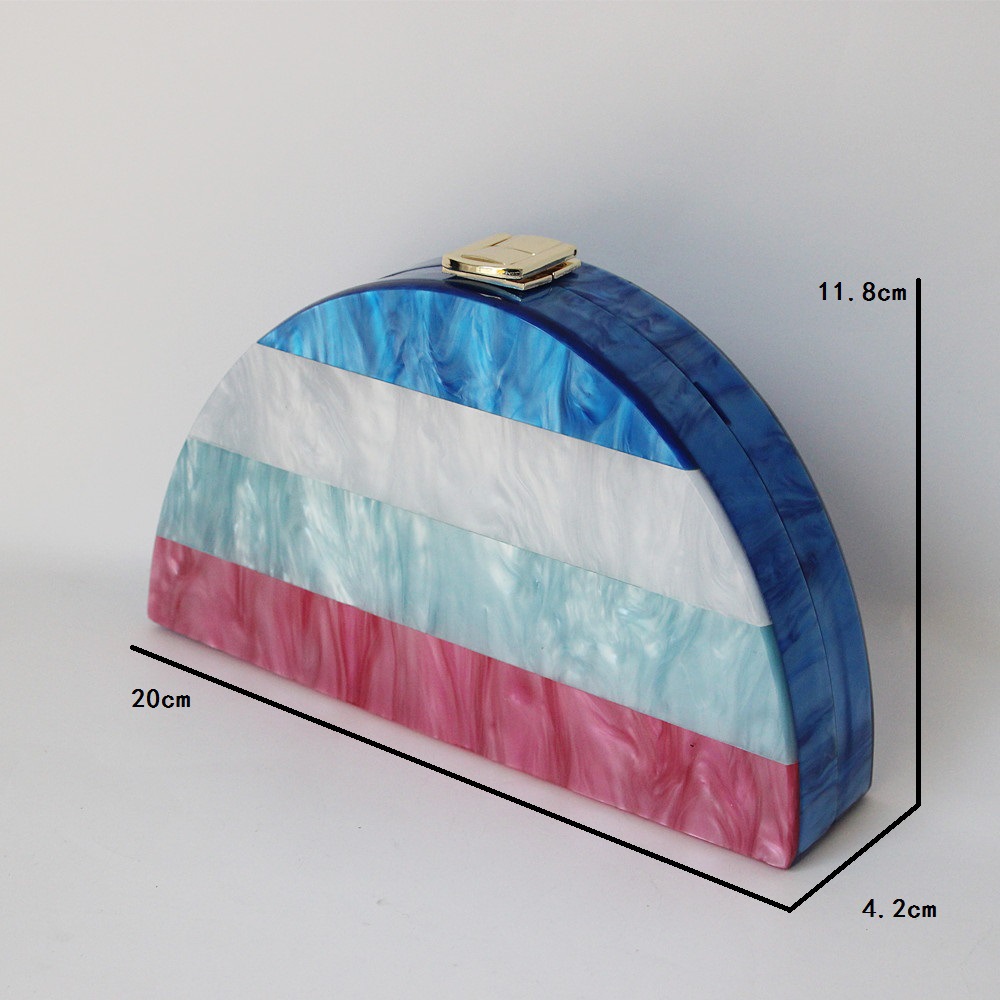 Arylic Stripe Semicircle Clutch Evening Bag display picture 5