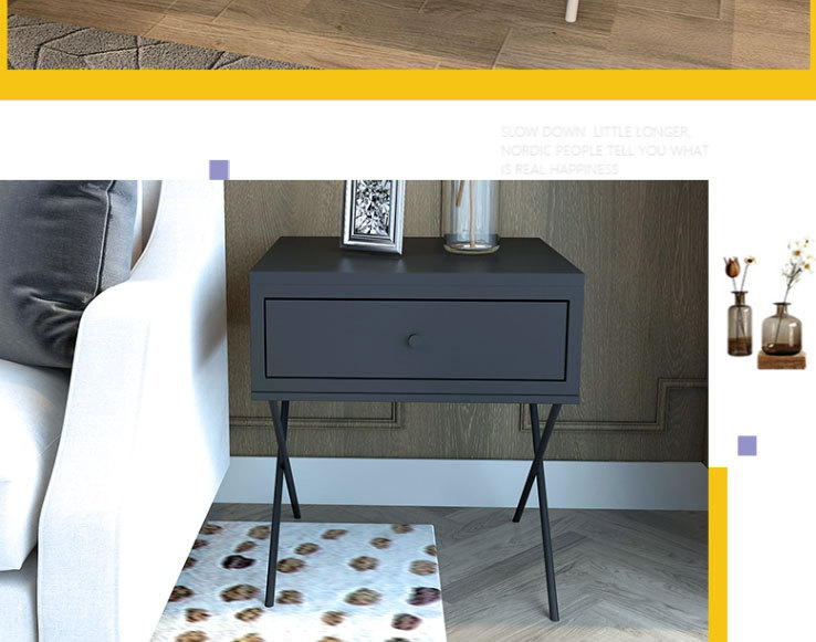 床头柜简约现代床边柜铁艺小柜子酒店北欧卧室简易ins床头柜小