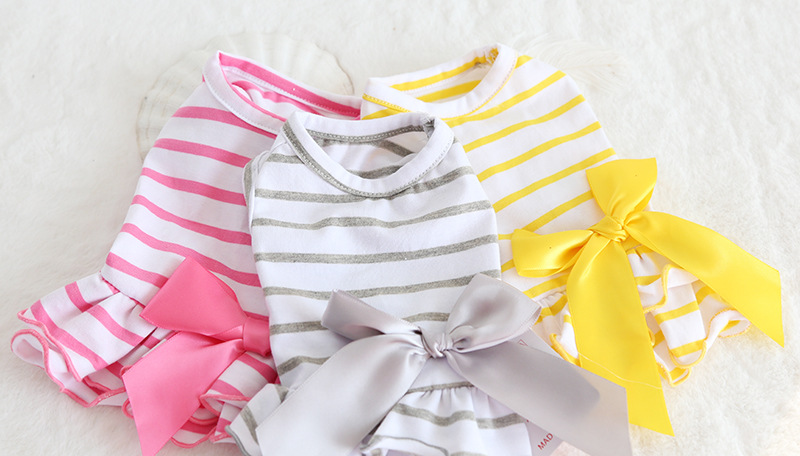 三色条纹大蝴蝶结裙