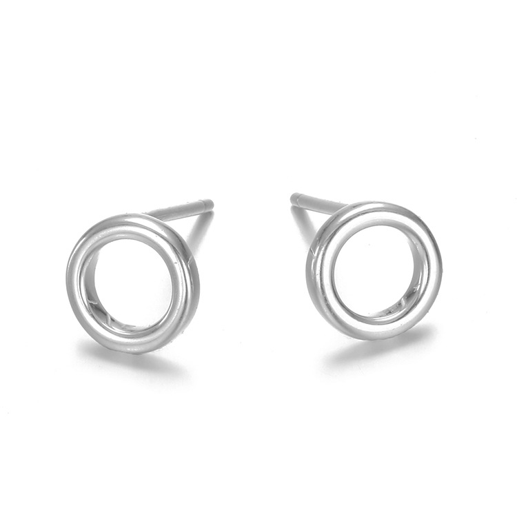 Hot-saling Simple Stainless Steel Hollow Geometric Round Women's 316l Earrings display picture 3