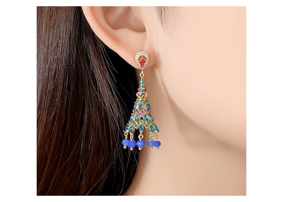 Retro New Zircon Earrings Fashion Party Ladies National Wind Bell Earrings display picture 3