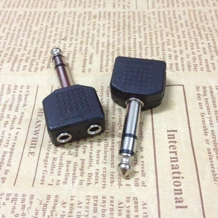 3.5转6.5 6.5双声转双3.5母 音频转接头6.5双声转2个3.5孔接