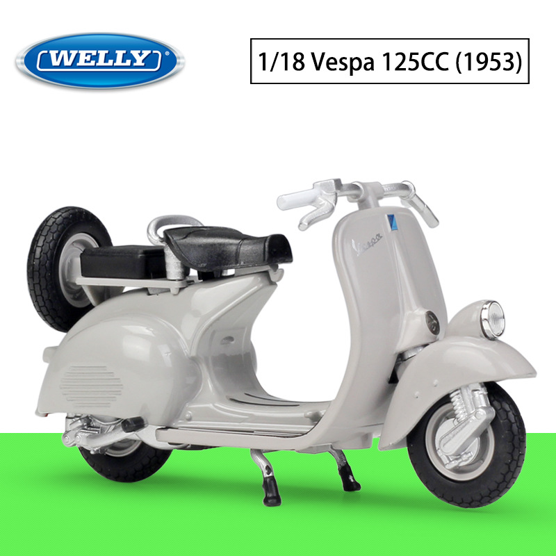 잘 윌리 1:18 PIAGGIO VESPA 1953 VESPA125 시뮬레이션 합금 스쿠터 모델