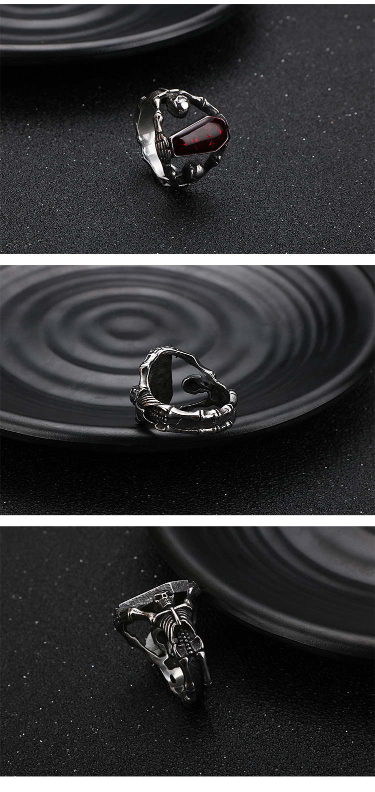 Rings Classification Street Occasion Gothic Punk Skull Stainless Steel 18K Gold Plated Halloween Men's Rings