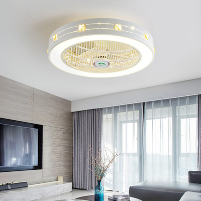 卧室吸顶风扇灯现代简约北欧餐厅家用吊扇灯饰网红led隐形风扇灯|ru