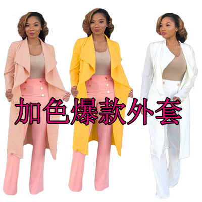 现货A8049速卖通 2019秋季欧美爆款大牌时尚女装多色长袖外套披风