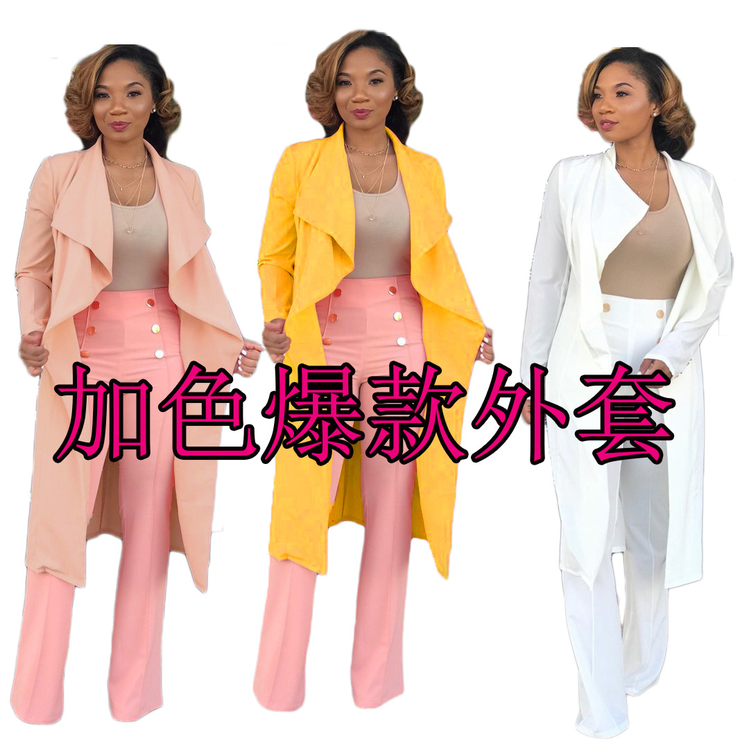 现货A8049速卖通 2019秋季欧美爆款大牌时尚女装多色长袖外套披风