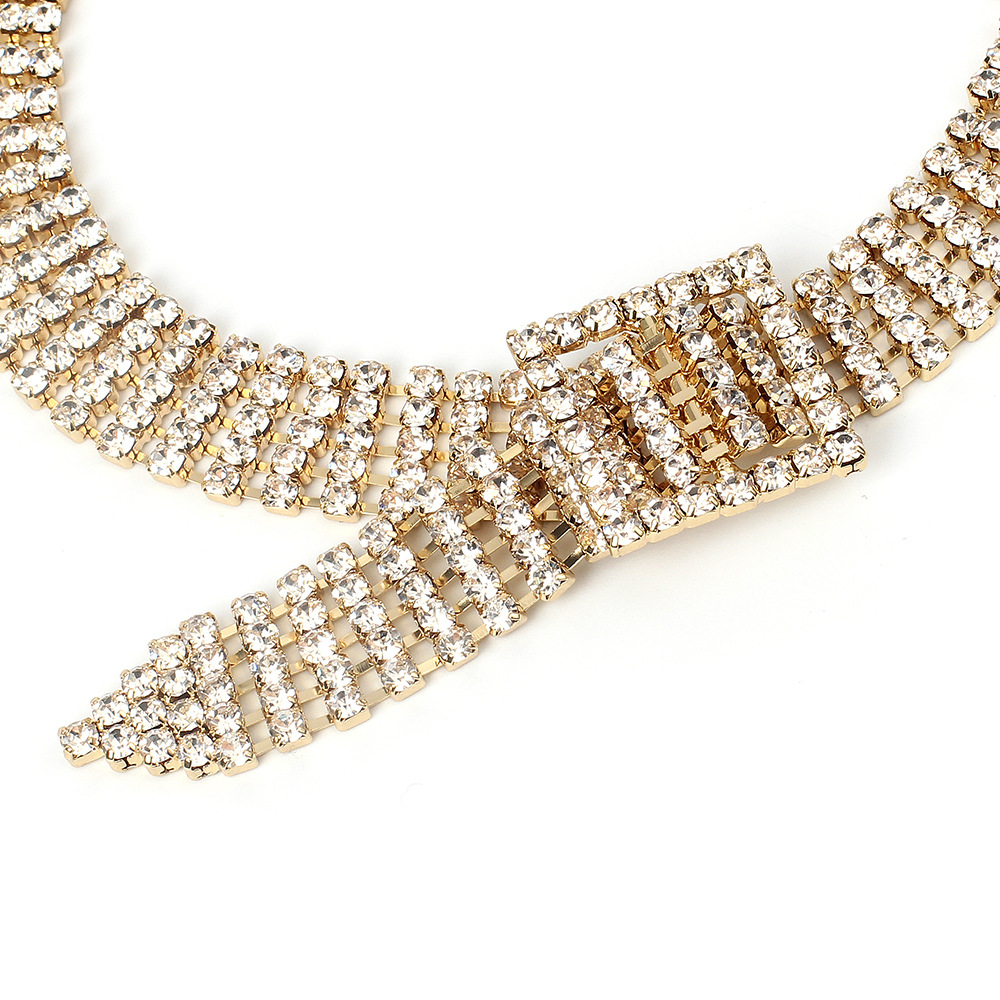 30g Weight Necklace Classification Wedding, Travel Occasion Women'S Gender Gold, Silver Color Korean Hot-selling Short Choker Full Diamond Clavicle Chain Necklace For Women 9