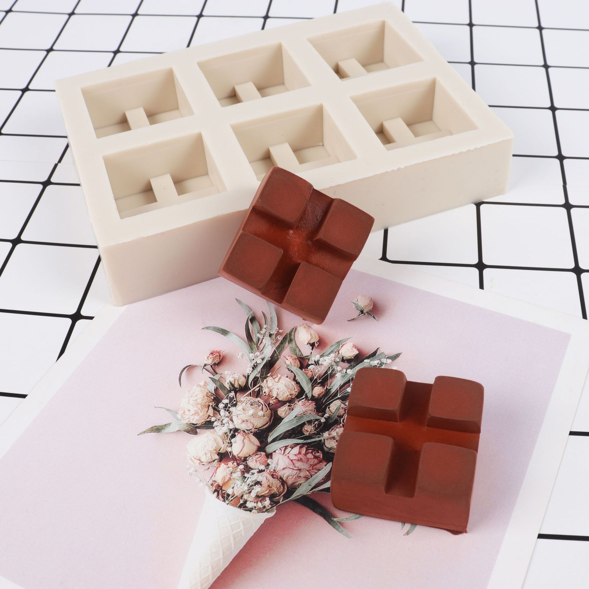 Azúcar marrón molde de silicona molde cuadrado de la torta resistente a altas temperaturas caramelo de azúcar marrón yogur azúcar menta jengibre herramienta para hornear dulces