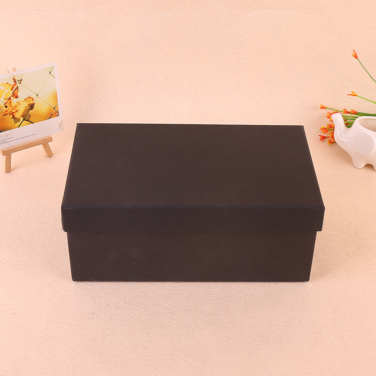 现货黑色礼品盒定制天地盖牛皮纸盒长方形鞋盒复古项链饰品包装盒