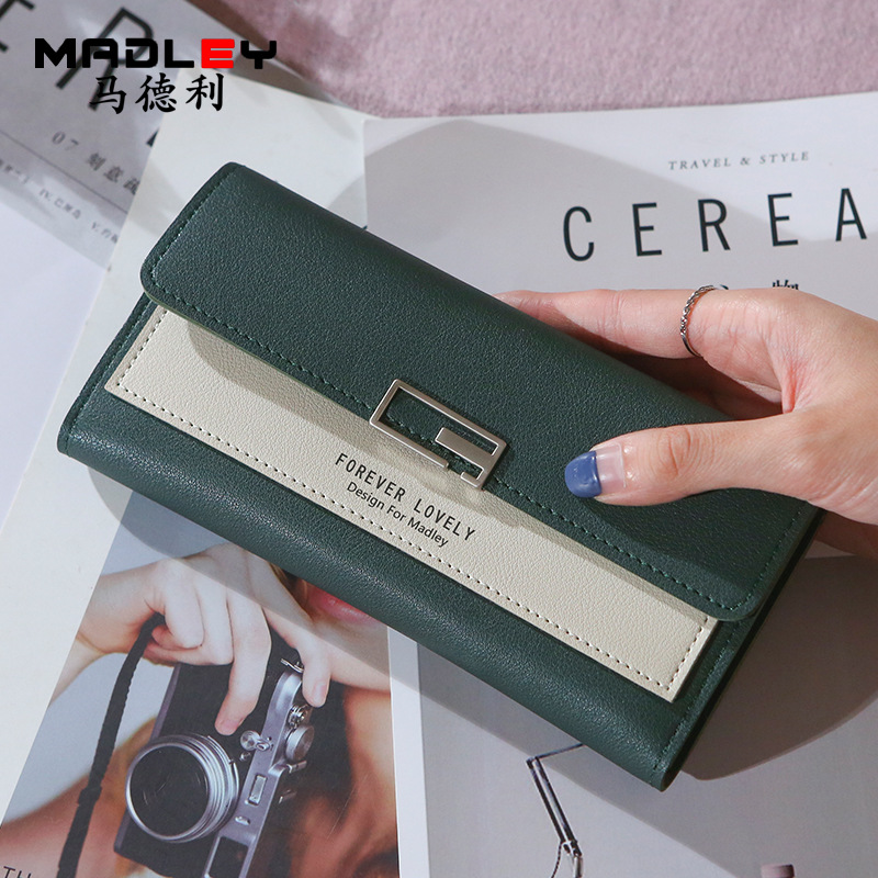 Factory direct long wallet ladies 2021 new three-fold clutch multi-functional PU leather purse wallet