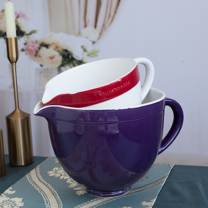 Cerámica creativa moda colorida boca puntiaguda Gran Tazón de huevo batiendo agitación ensalada sopa olla