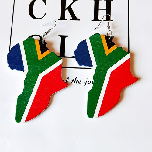 Exaggerated African pattern geometric wooden earrings, stylish wood earrings, earring drops, bohemian earrings