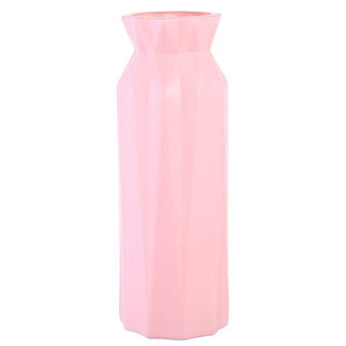 Home living room plastic vase straight small vase Japanese modern ornaments Nordic simple carved wide mouth flowerpot
